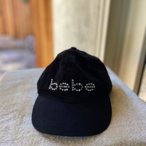 Bebe Black Rhinestone Embellished Hat